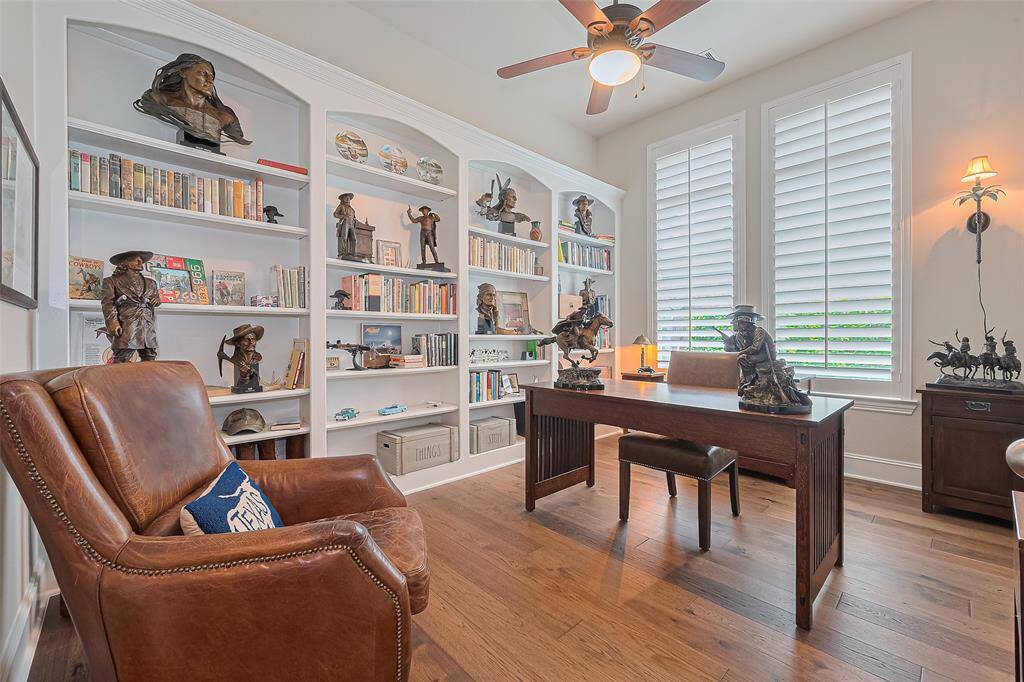 This flexible space adapts easily to your lifestyle—currently shown as a home office, it could also serve as a playroom, music room, or whatever best suits your needs
