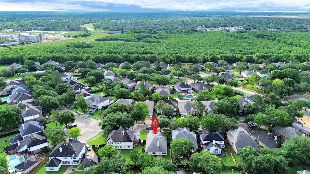 Aerial view of your home , located within close proximity to HWY59 and a quick drive to shopping, dining, HEB and even a neighborhood Buc-ee's!!!