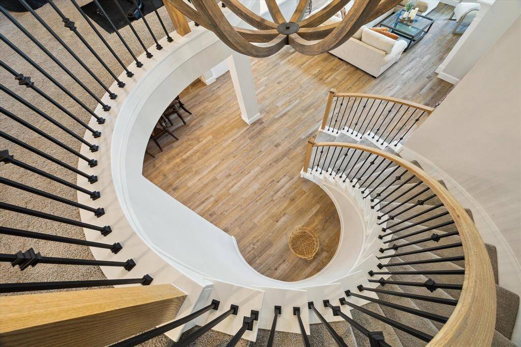 The staircase is an amazing architural feature.