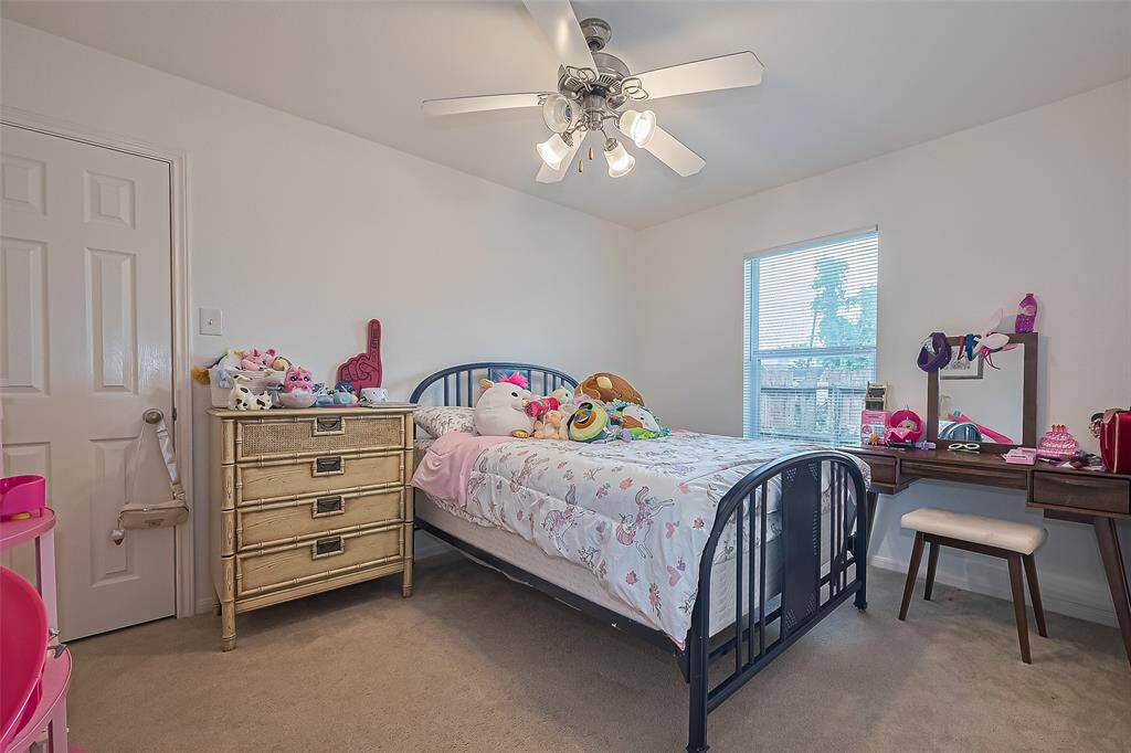 The 10x12 SF 3rd bedroom has ceiling fan with light kit and large walk in closet.