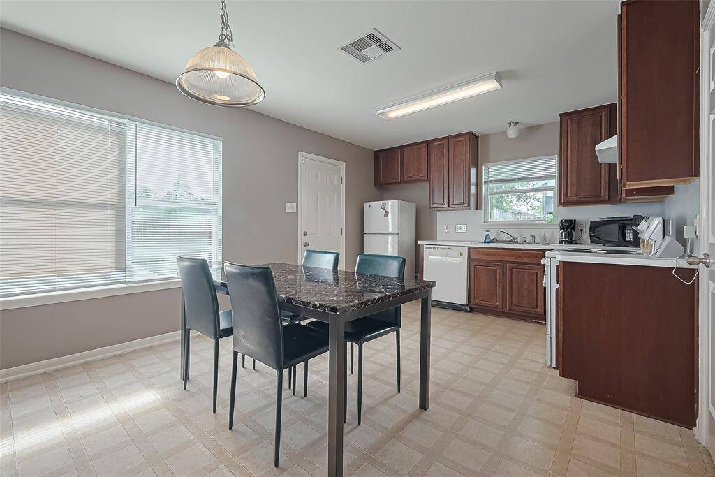 The home has a spacious kitchen/dining combo.