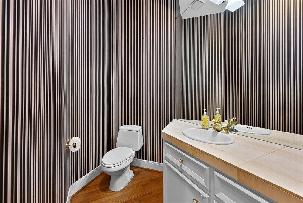 The powder room is located on the first floor!
