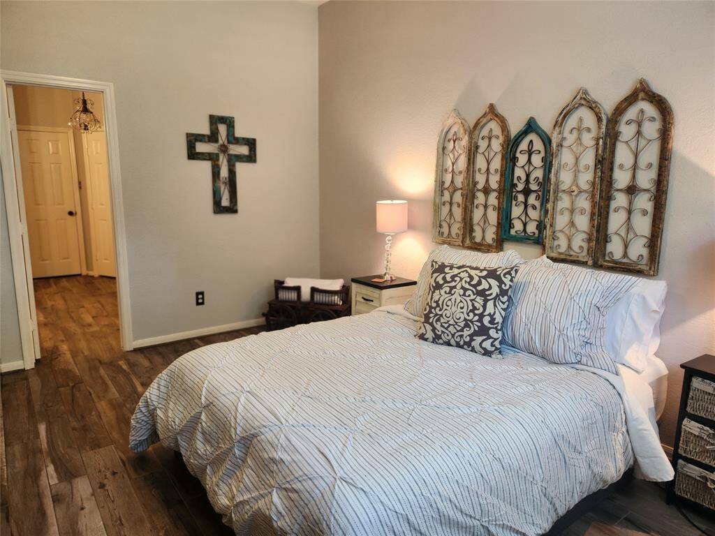 View from master bedroom into the updated ensuite bathroom.