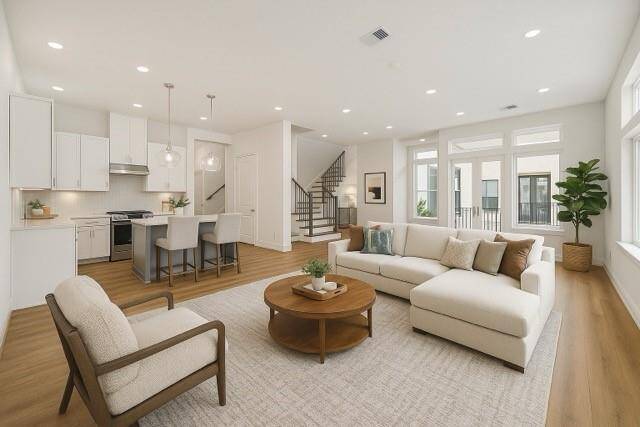 The beautiful Amy plan has a kitchen that’s opened up to the living and dining area . It also boasts a large covered second floor covered terrace Lots of light in this plan!