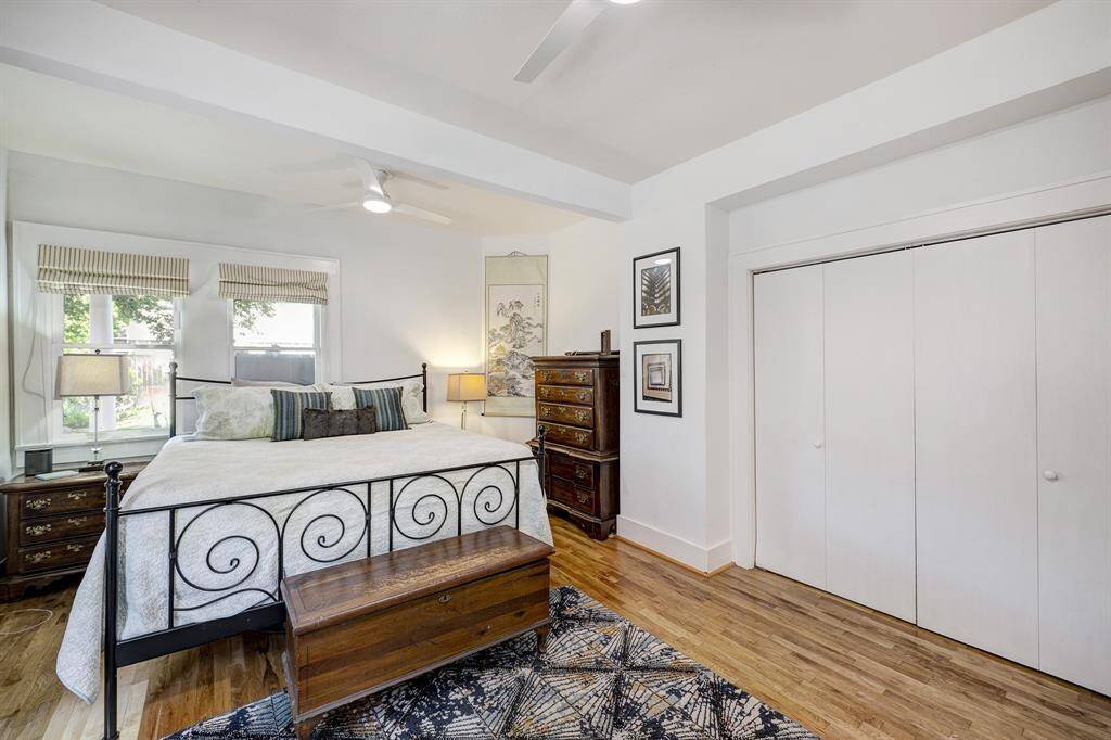 Another angle of the primary bedroom with good closet space to fit your wardrobe.