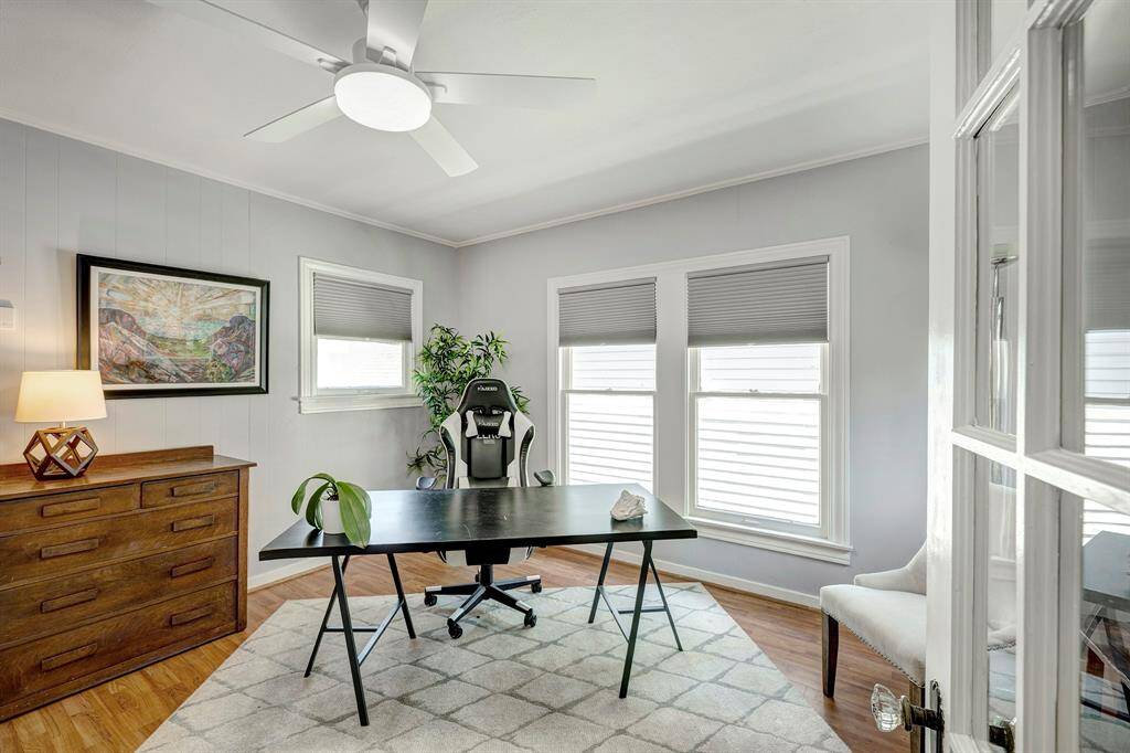 Second of the upstairs bedrooms currently being used as a home office.