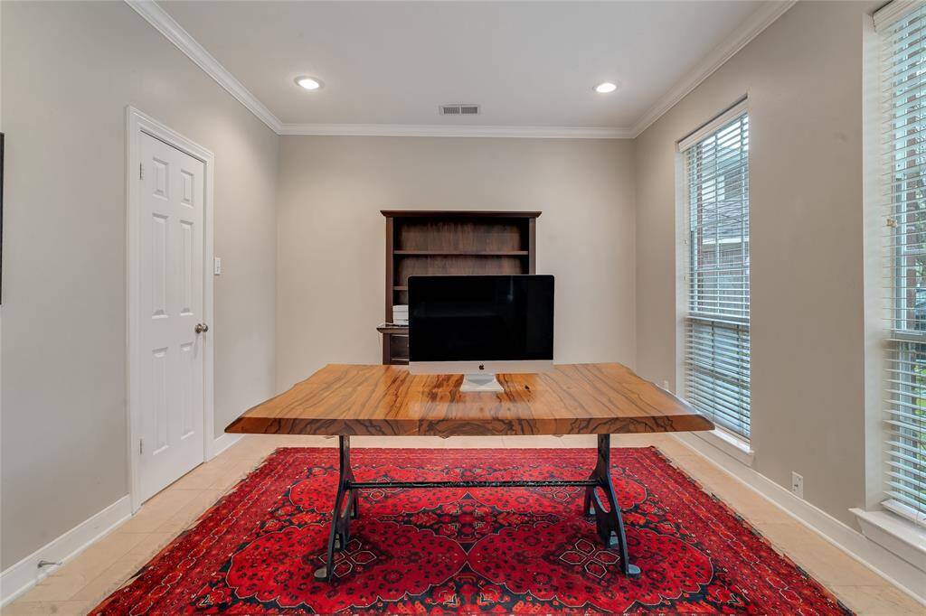 A view of the study, this is the perfect home office space. This room has double doors, which provide extra privacy.