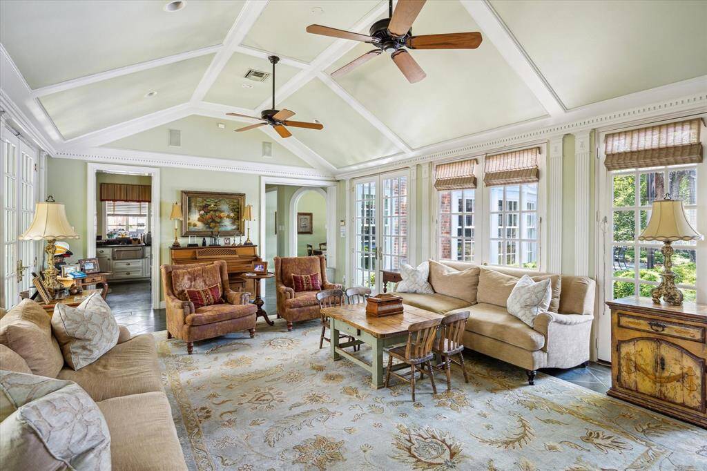 This is a light-filled happy room for gathering family and friends.
