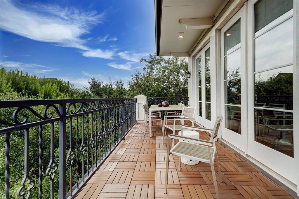 Dusk photo of the terrace.