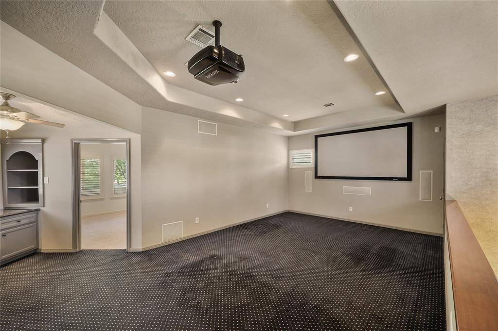 Dedicated media room designed for ultimate entertainment, featuring high end equipment and plush carpet - the perfect space to relax, watch, and unwind in style