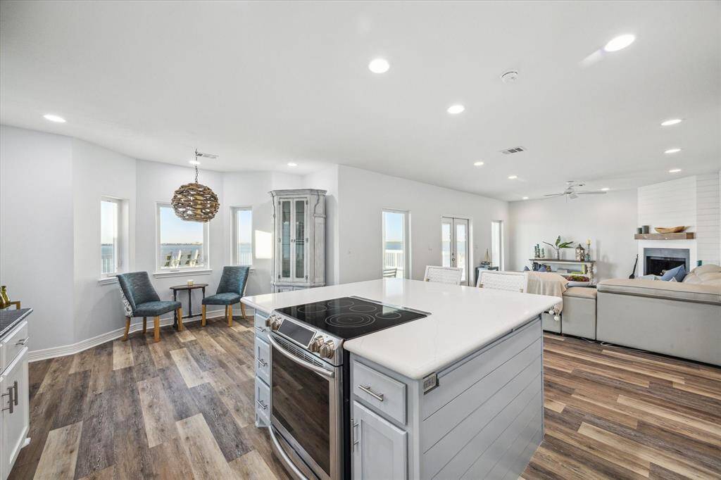 kitchen overlooking family room