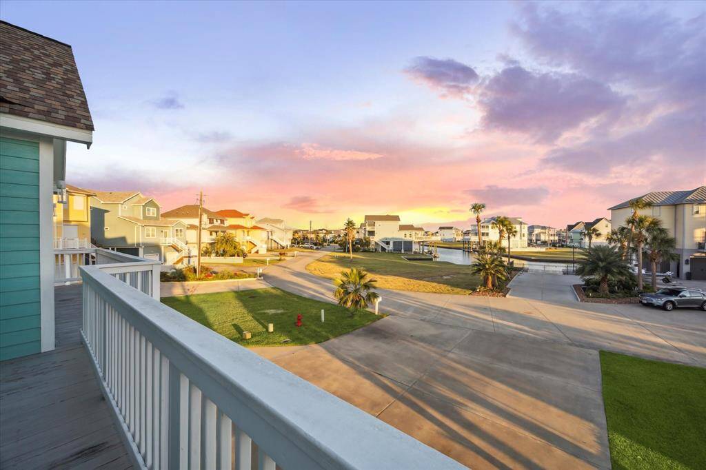 sunset views from the street side and the water side