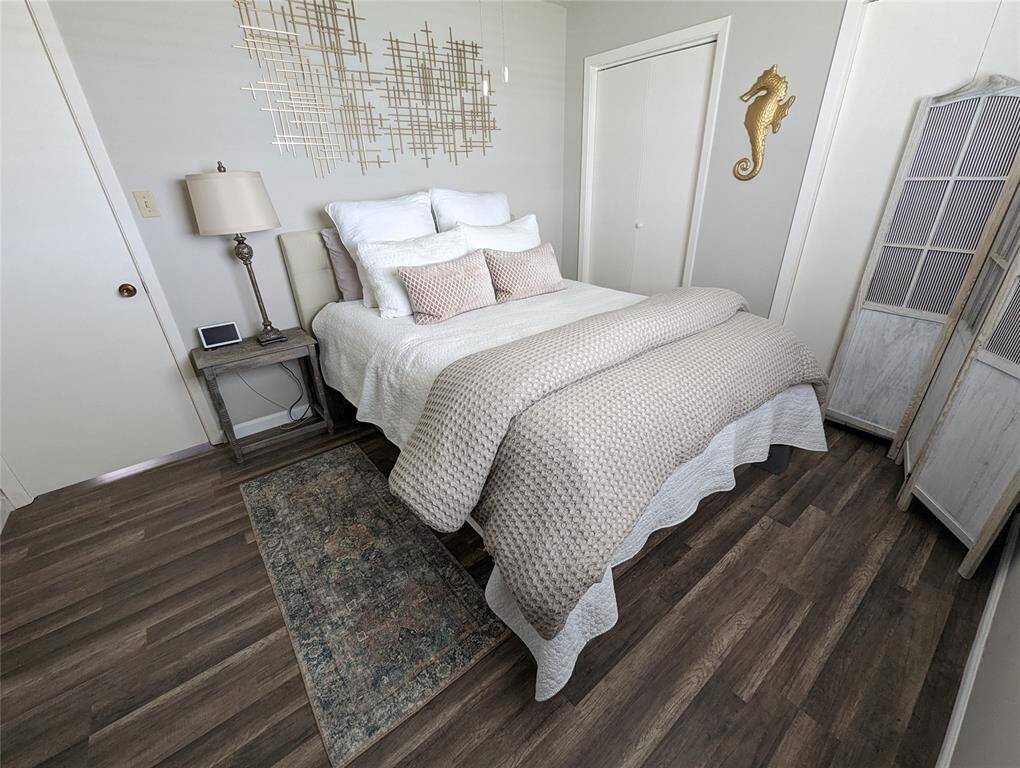 Primary bedroom has 2 closets with bifold doors