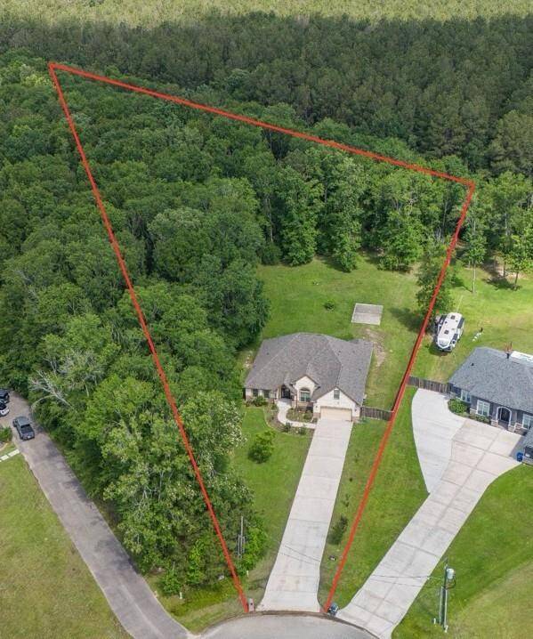 Get a bird's eye view of this 1.5 story sitting on 1.7-acre cul-de-sac lot.  Keep in mind this outline is merely an estimate. An existing survey has been provided to give more accurate detail.