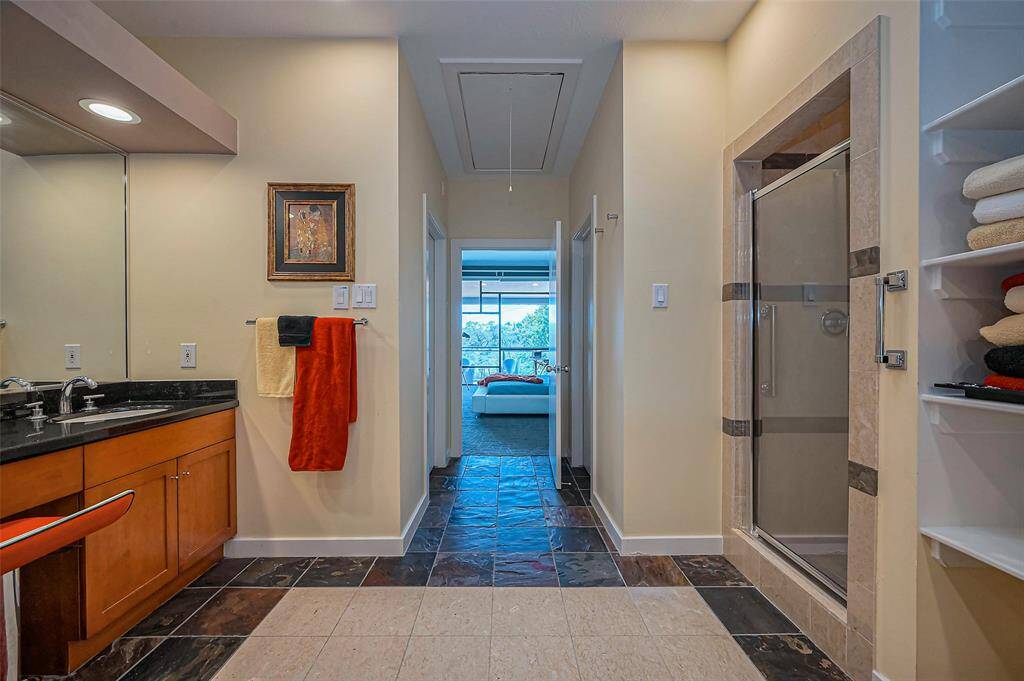 Laundry is located behind the white doors.
