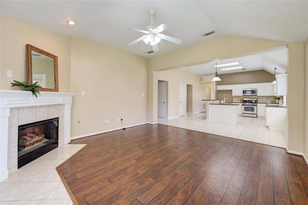 Living room into kitchen all open