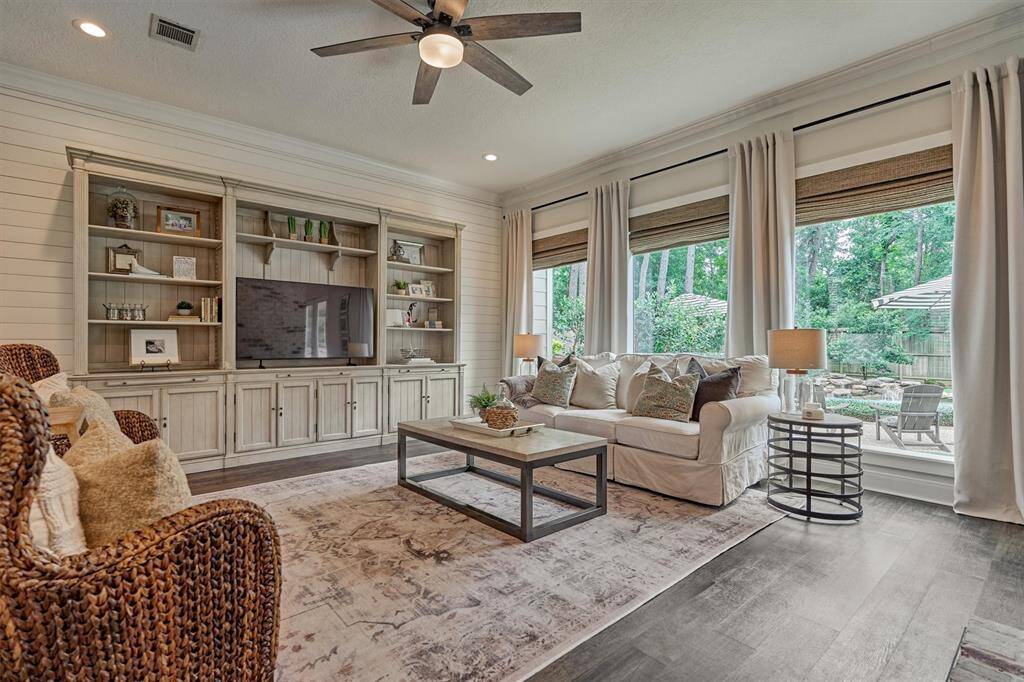 Family room creates a great space for entertaining and relaxing.