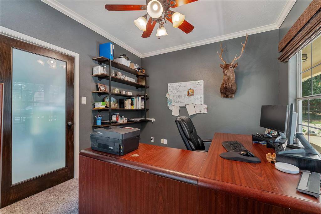 Private tinted door to office.