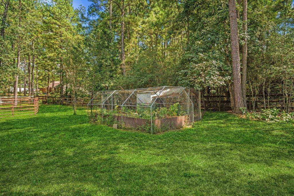 Grow your favorite fruits and vegetables in the raised covered garden area.