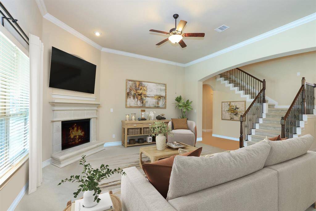 Gaslog fireplace with switch for ease in lighting.