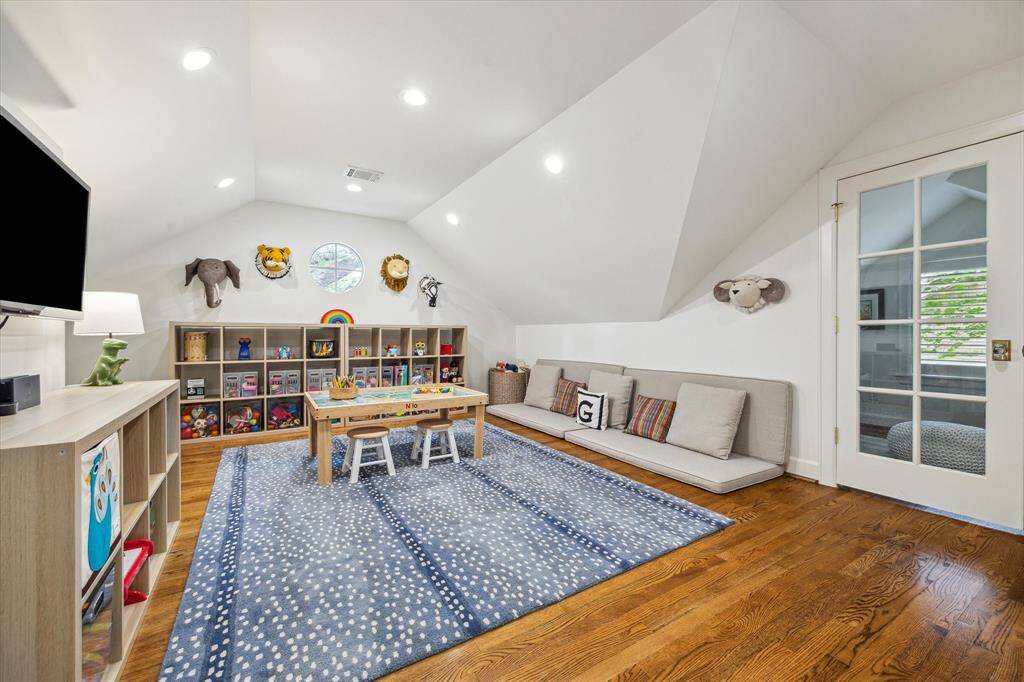 Great playroom/media room at the top of the stairs