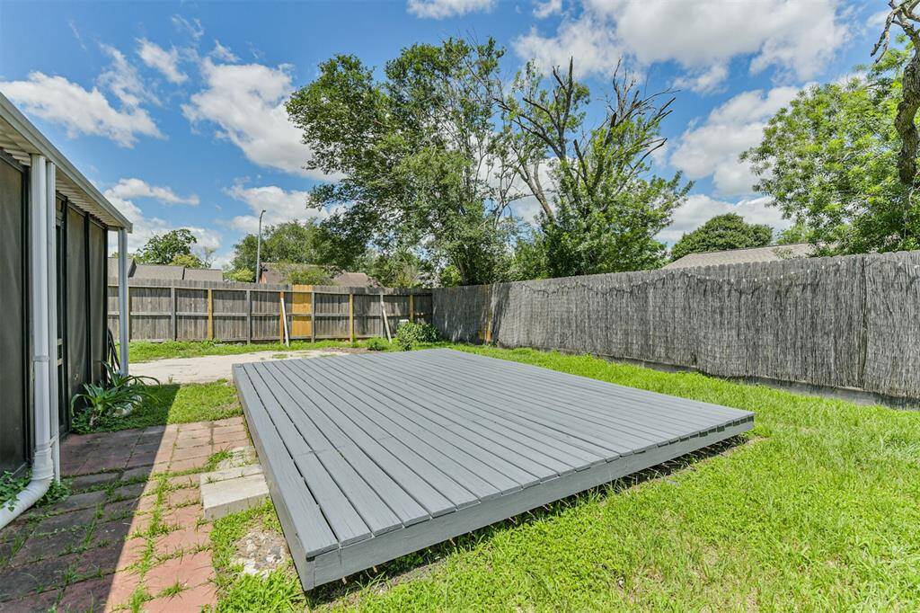 Backyard deck recently painted.