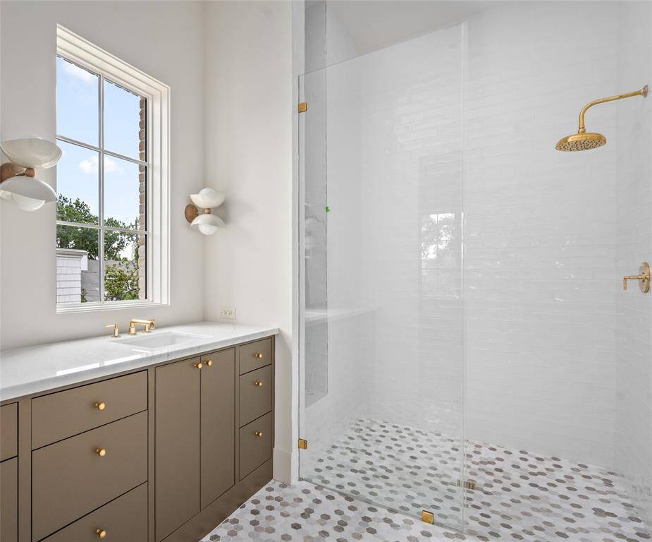 Bedroom 3 with walk-in closet, white oak flooring, recessed lighting and en-suite bathroom