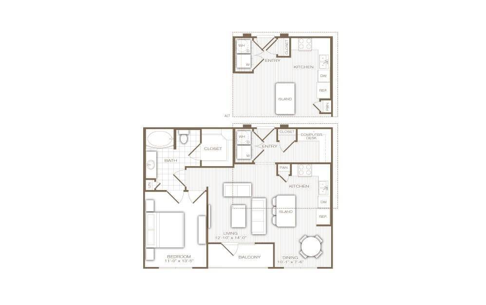 This is the Peninsula plan with the dreamy, large kitchen and designated dining area, balcony. Great plan!