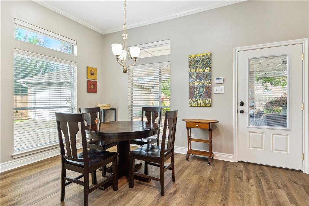 You can see the back door beside the breakfast area. There's a micro-blind in the door if you want more privacy.