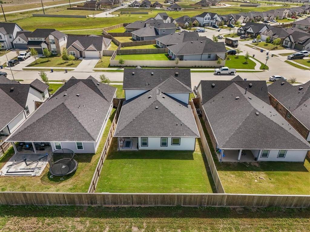 Aerial view of the back of the home