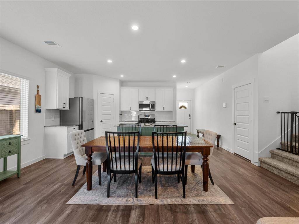 Dining area looking into the kitchen