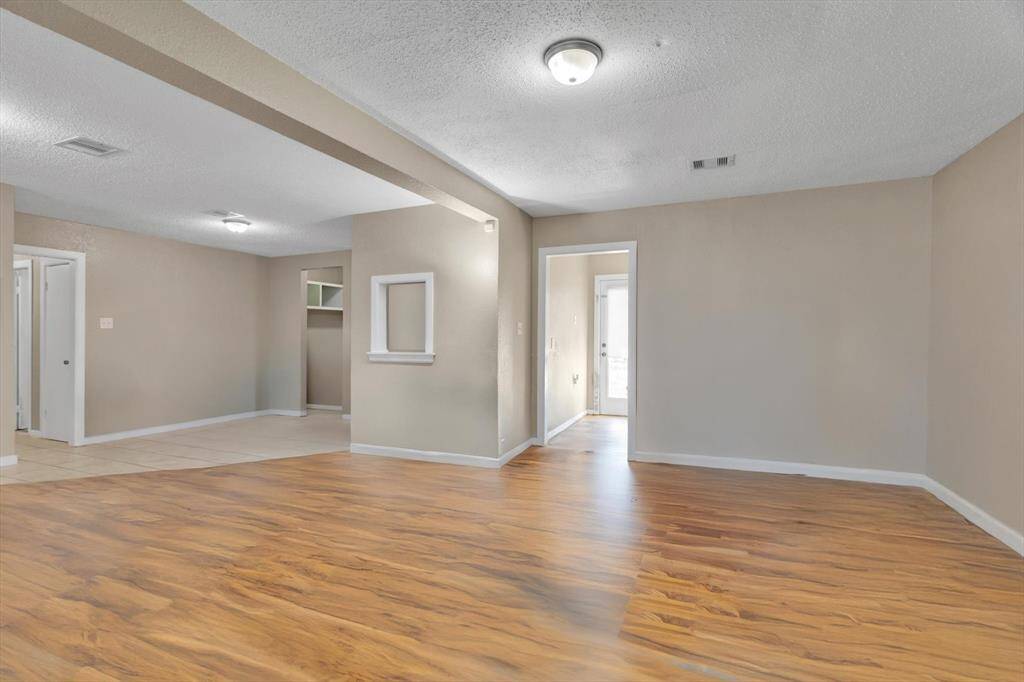 Looking from the living area towards back door