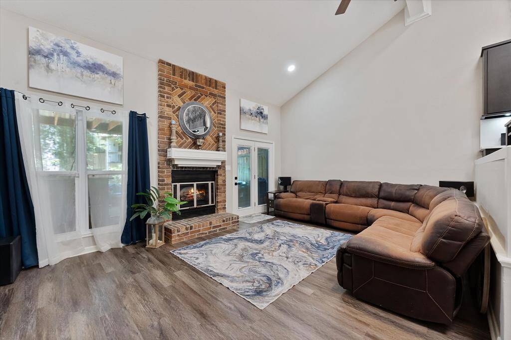 Large living area with fireplace
