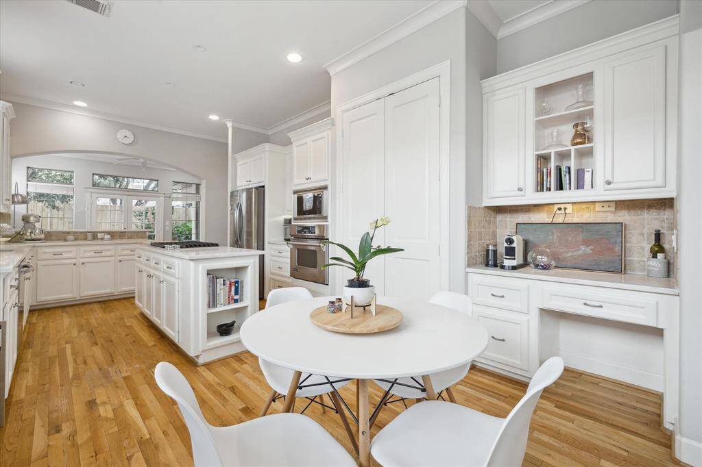 Breakfast room features a planning desk and extra storage for your favorite recipes and kitchen decor