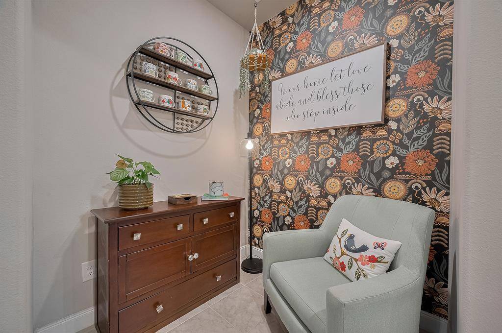 Cozy reading nook creating a welcoming atmosphere.