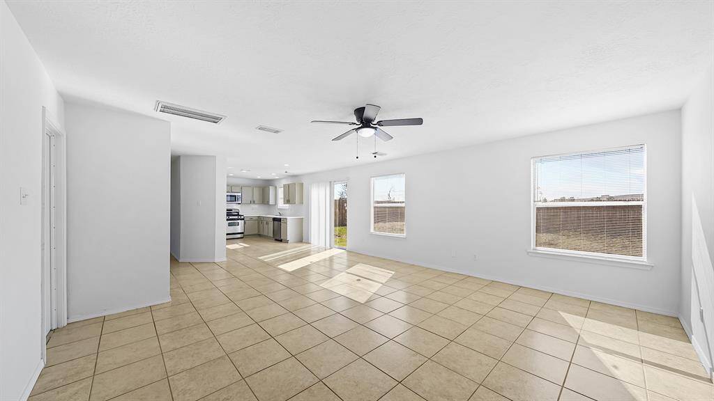 Alternative view of the living area looking towards the kitchen.