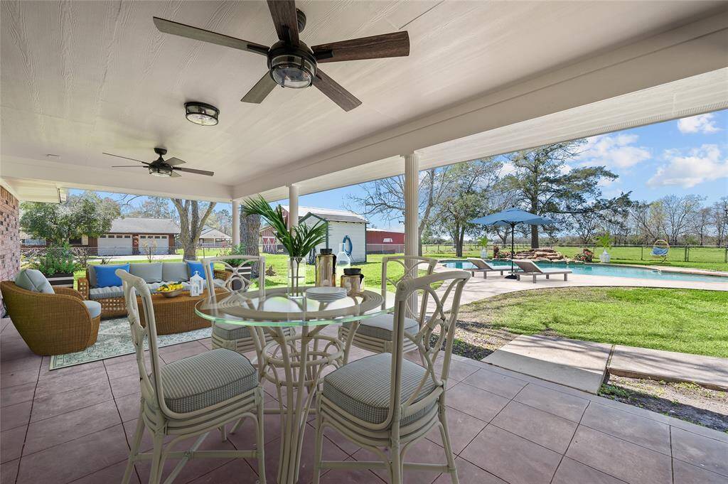 A great back patio perfect for entertaining or relaxing.