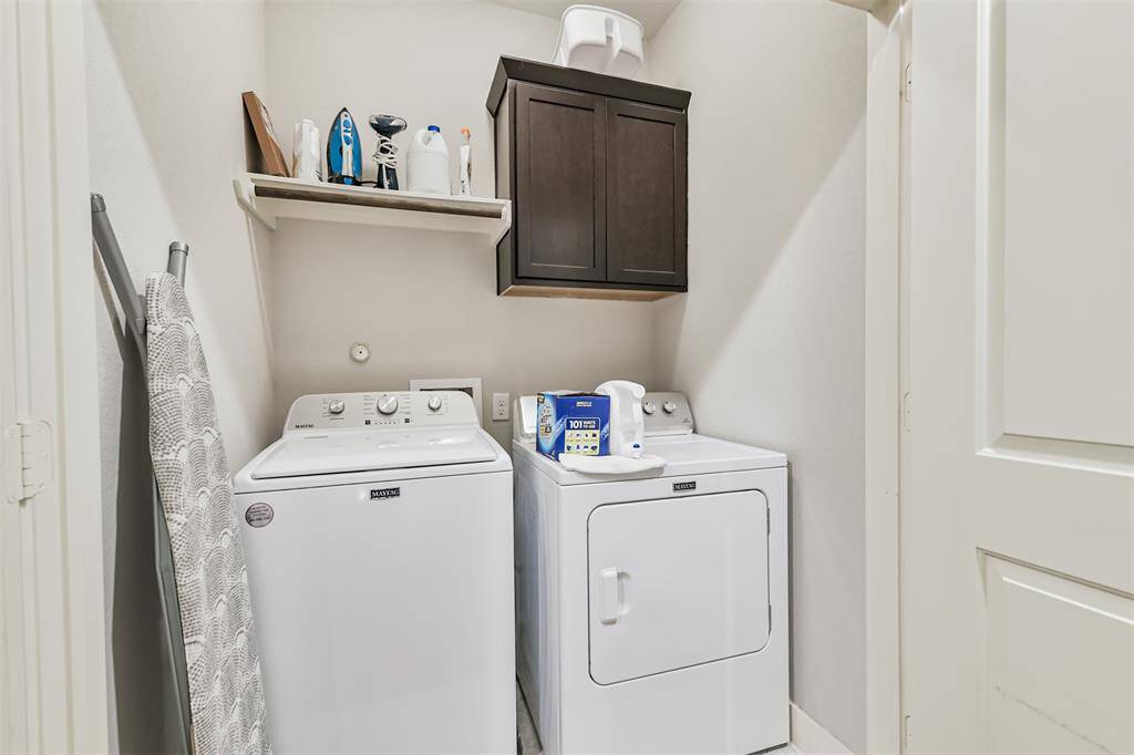 Laundry room is on the third floor near the bedrooms for convenience. Washer and dryer can STAY!