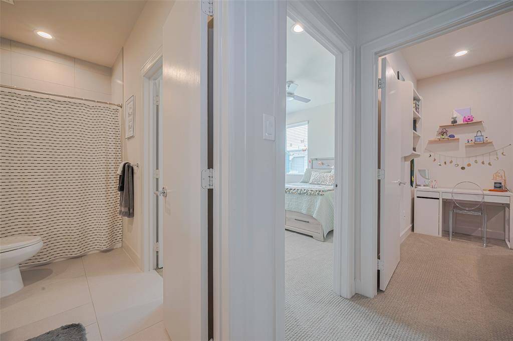 Smart upstairs layout with easy access to the full bath and all secondary bedrooms—ideal for families, guests, or roommates, offering privacy, flow, and functionality in one thoughtful design.