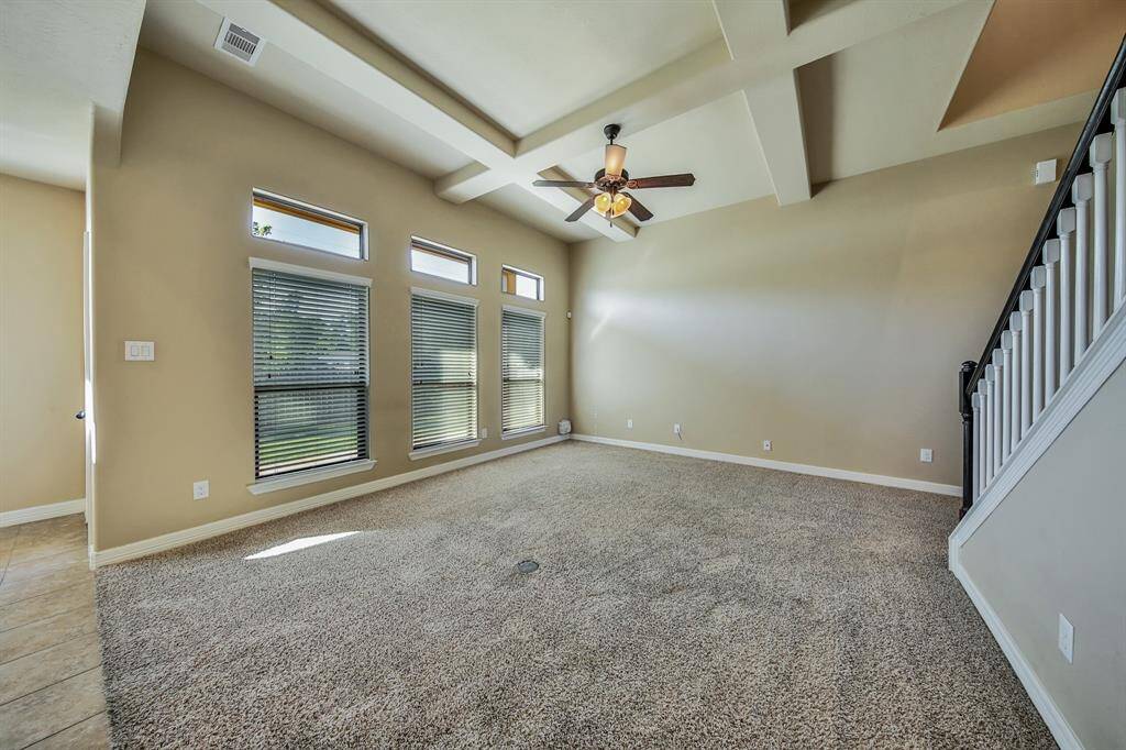 Brand new carpet and a convenient floor outlet.