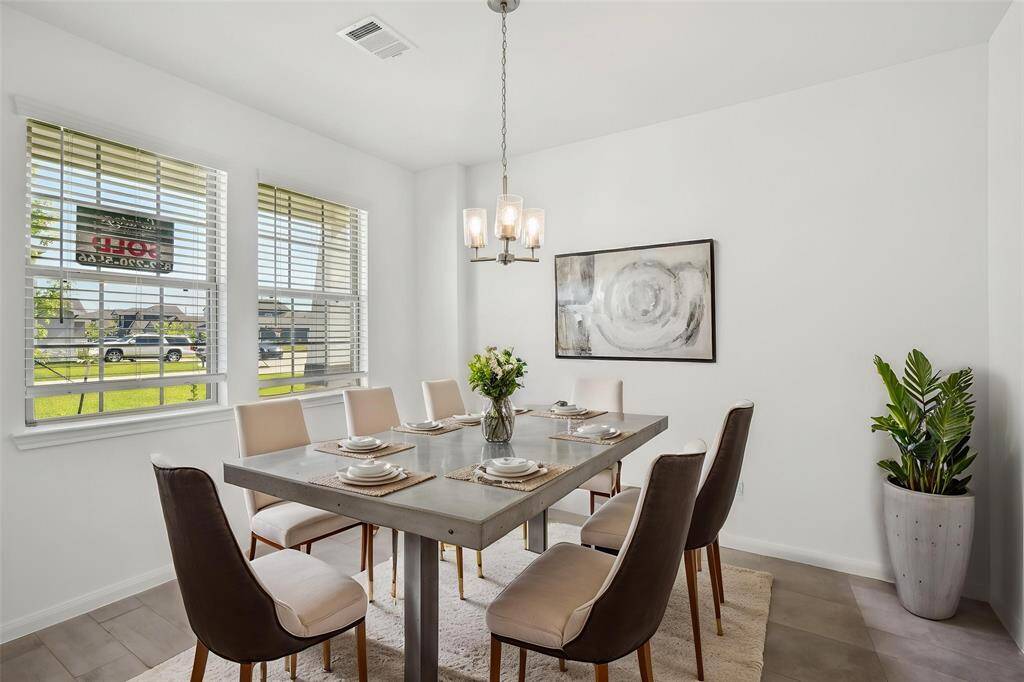 Step into this lovely dining area.