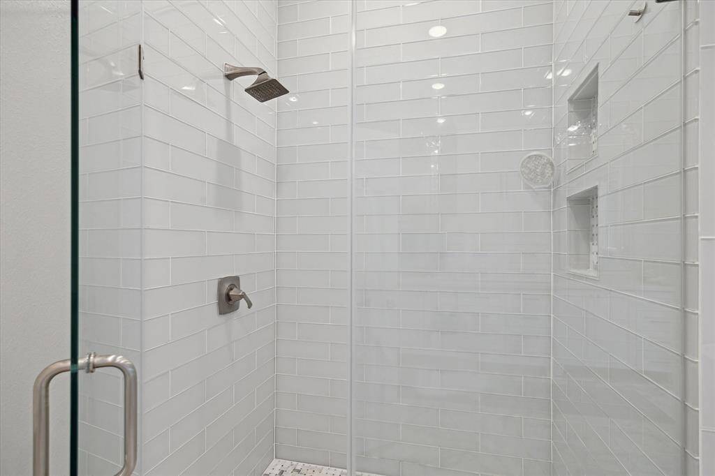 Seamless glass shower.