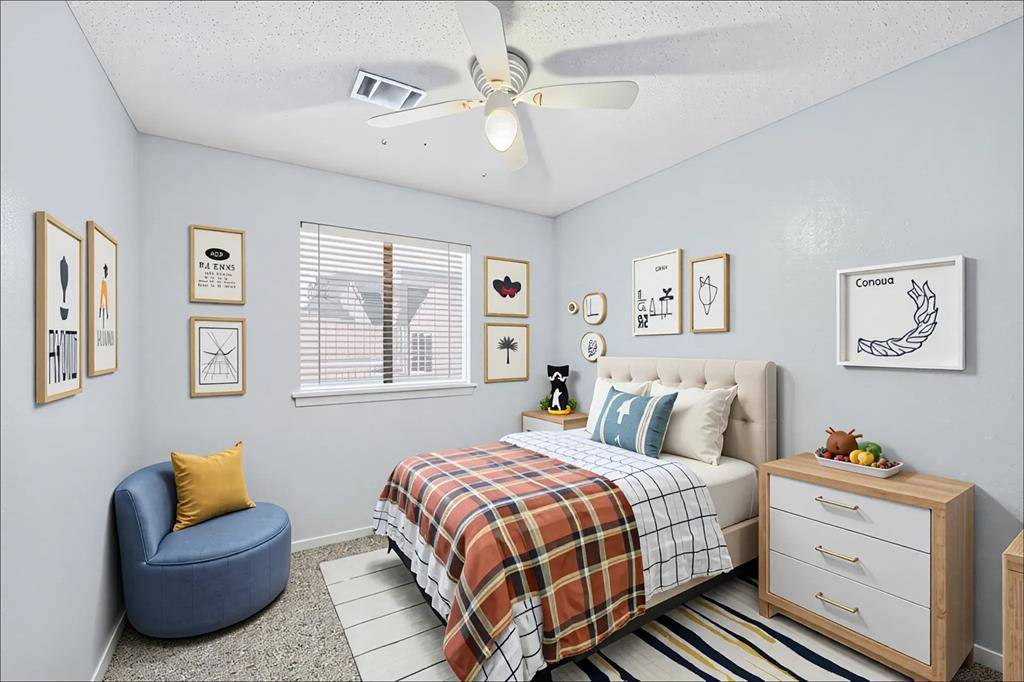 Secondary bedroom is virtually staged.