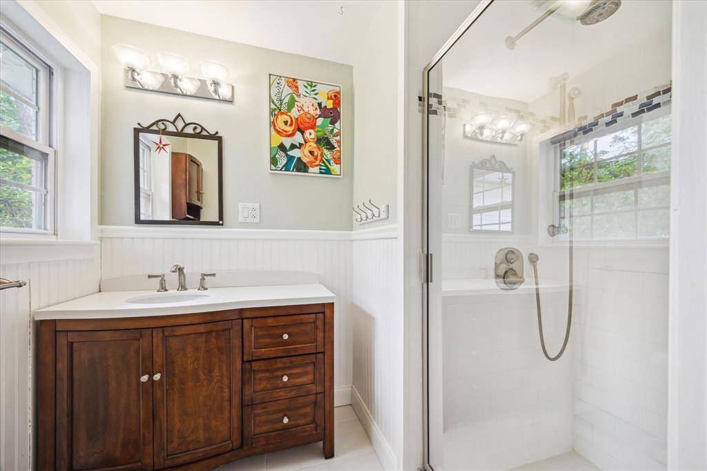PRIMARY BATH.  Updated with vanity and shower.