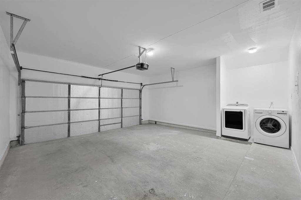 Large 2 car  garage with washer and dryer included