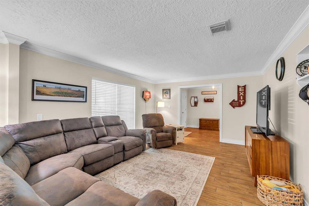 Family room showing front door