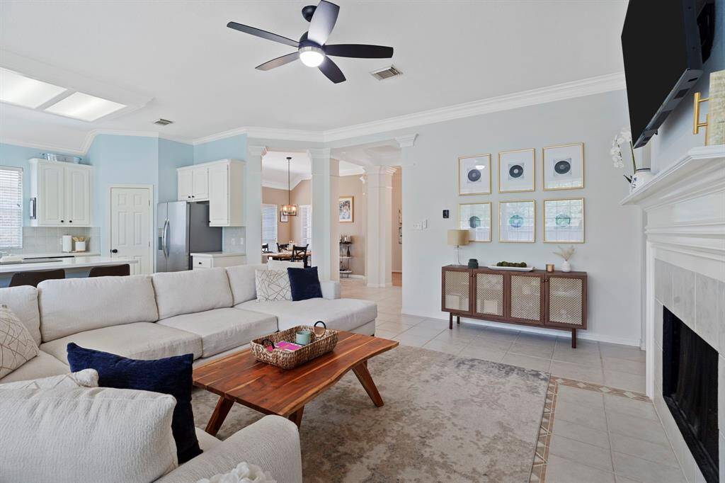 Another view of the bright andspacious living room.