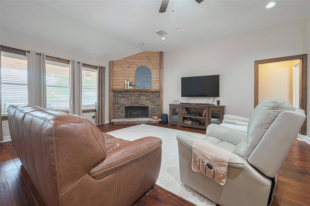 This living room is HUGE! Lots of room for different furniture layouts