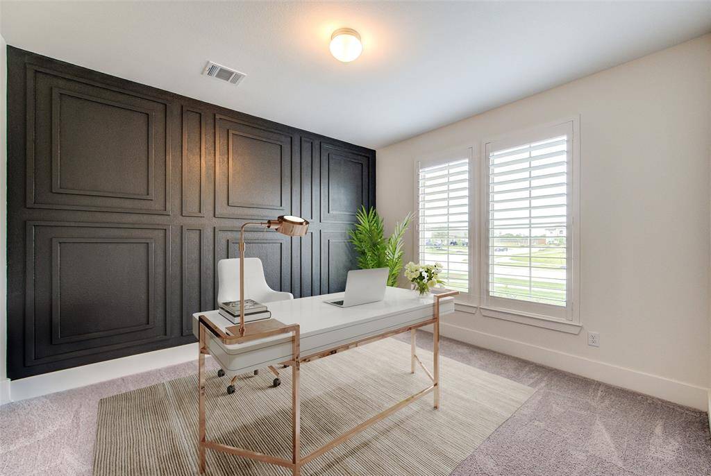 Serene and private office, beautifully virtually staged.