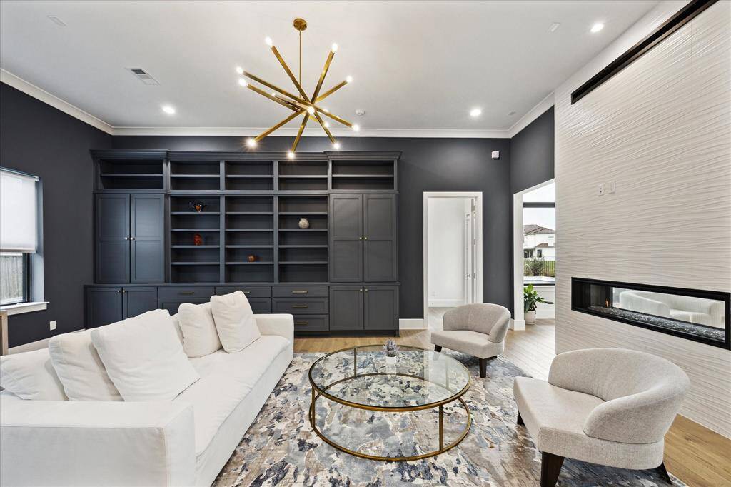 The custom built ins offer ample storage.